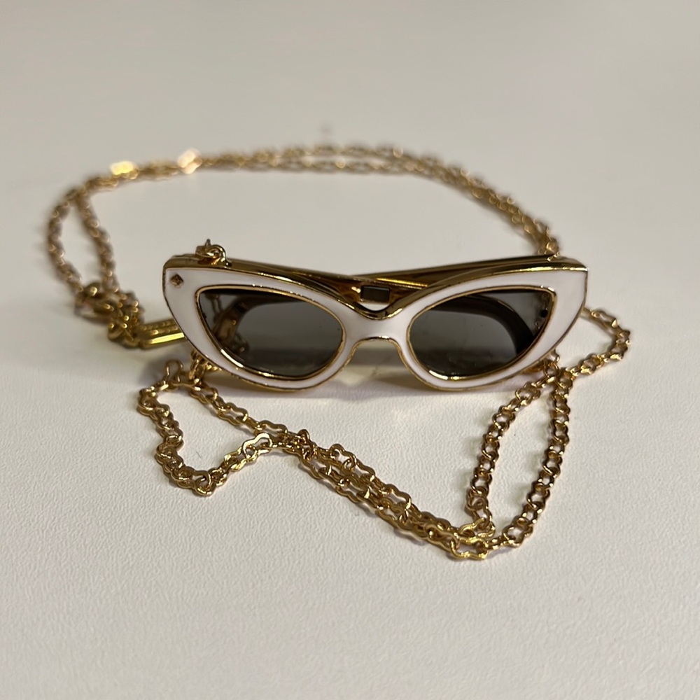Kate Spade In The Shade Sunglasses Long Pendant Necklace White